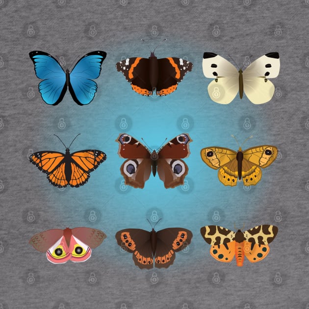 A collection of nine butterflies by Bwiselizzy